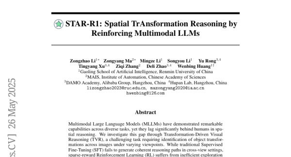 STAR-R1�������AI������һ������ռ�仯�������ѧ�Ŷ���ǿ��ѧϰͻ���Ӿ���������