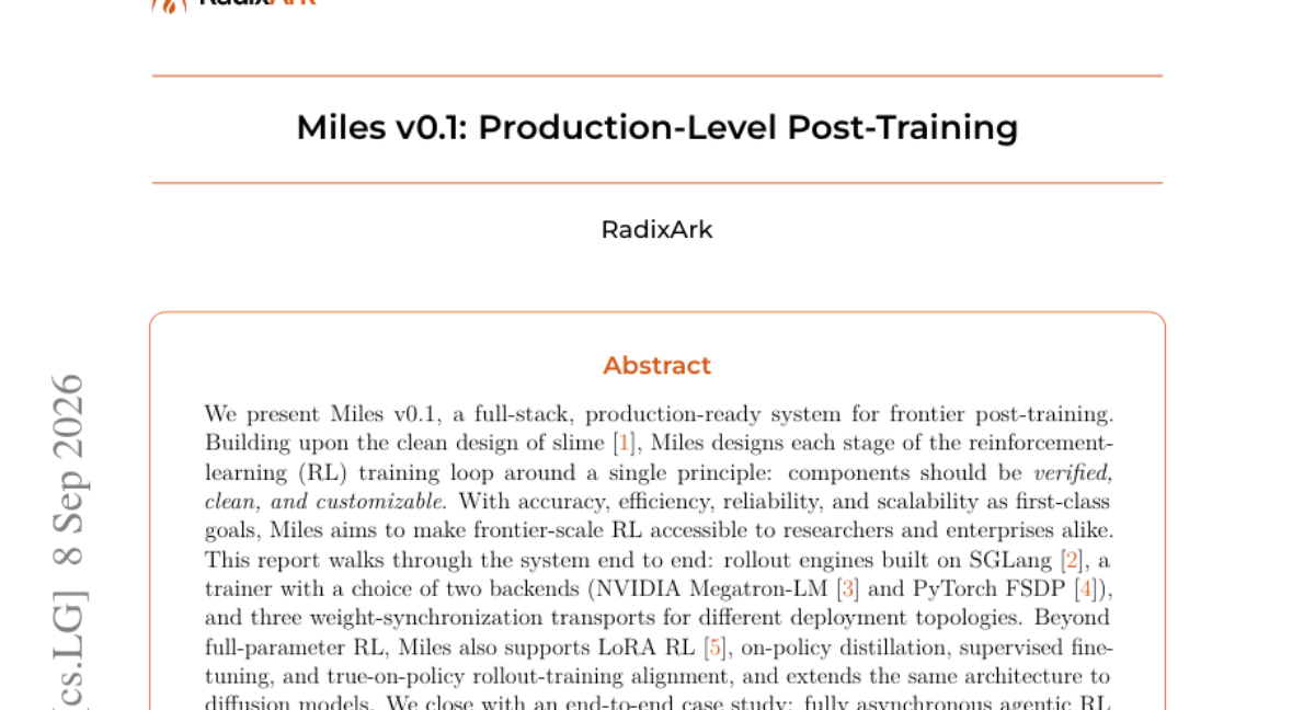 Miles v0.1：把万亿参数模型的强化学习训练，做成一条不会漏水的流水线