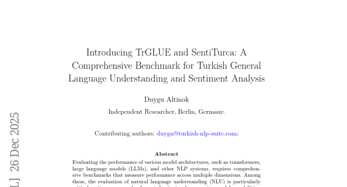 TrGLUE��SentiTurca����������AI���������Լ��ġ����̲��Ծ���