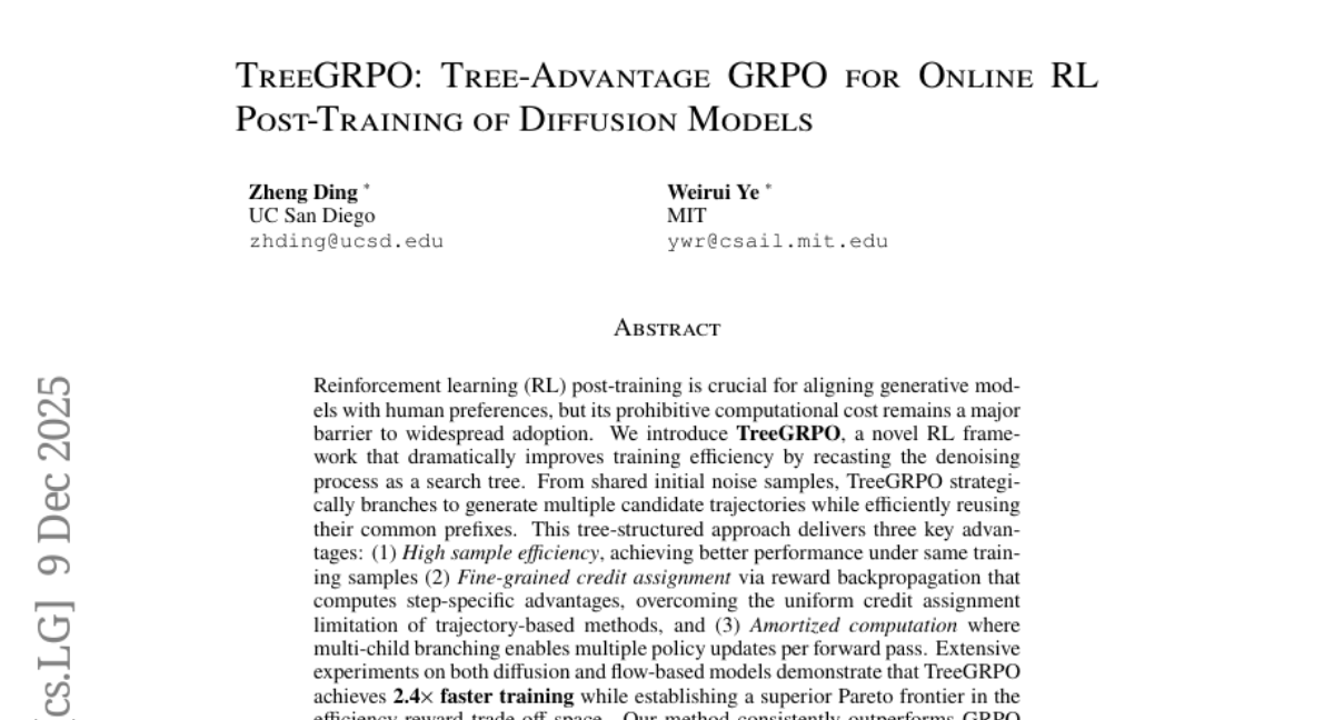 UC圣地亚哥学者巧用树形搜索让AI画画训练快2.4倍，重新定义强化学习图像生成效率