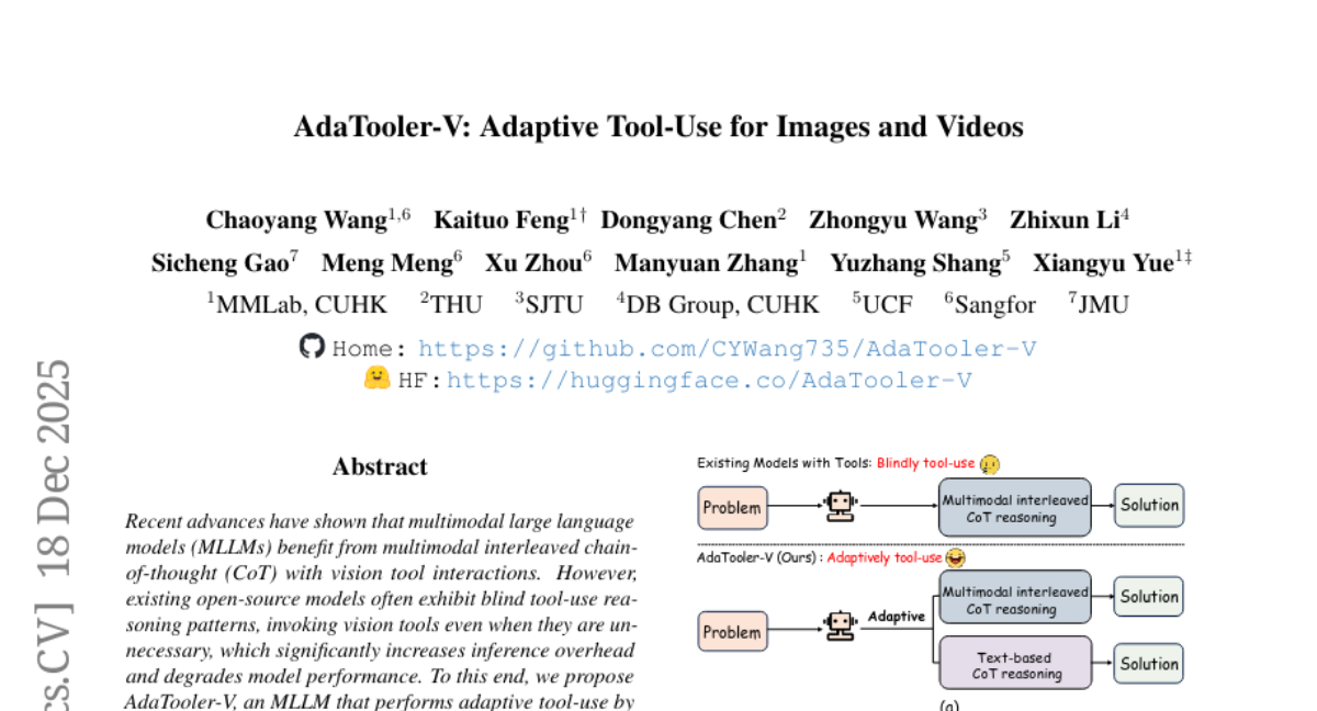 ������Ĵ�ѧ�Ƴ�AdaTooler-V��AI���ѧ�������ʹ�ù��߶���äĿ����