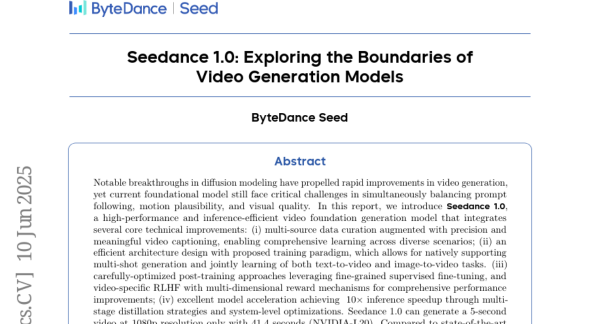 �ֽ������Ƴ�Seedance 1.0����AI��Ƶ���ɿ쵽�����������