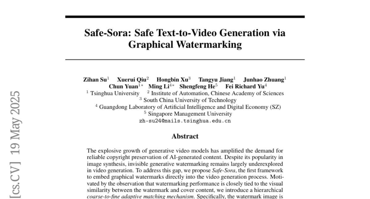 Safe-SoraΪAIƵģͼ"֤"廪ѧоŶӿͼˮӡ·