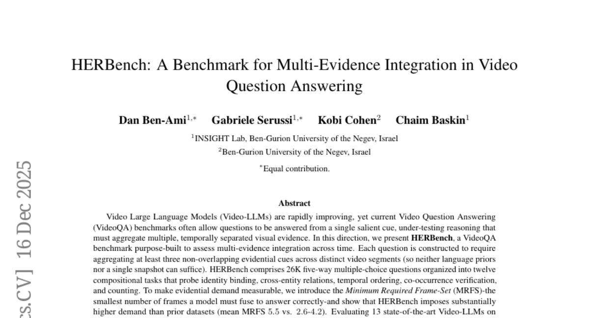 �����ﰲ��ѧ�о��Ŷ��Ƴ�HERBench����AI��Ƶ���ⲻ��ֻ��һ�۾Ͳ´�