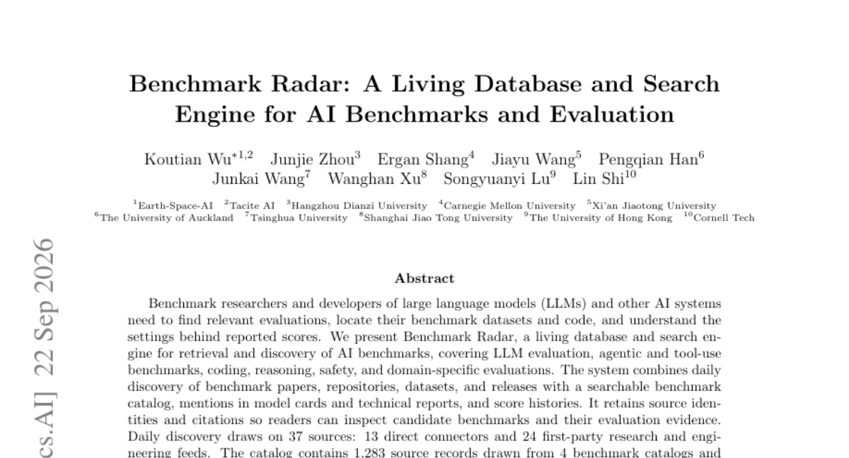 Benchmark Radar：当AI评测基准多到数不清，谁来帮你查清楚它们的底细？