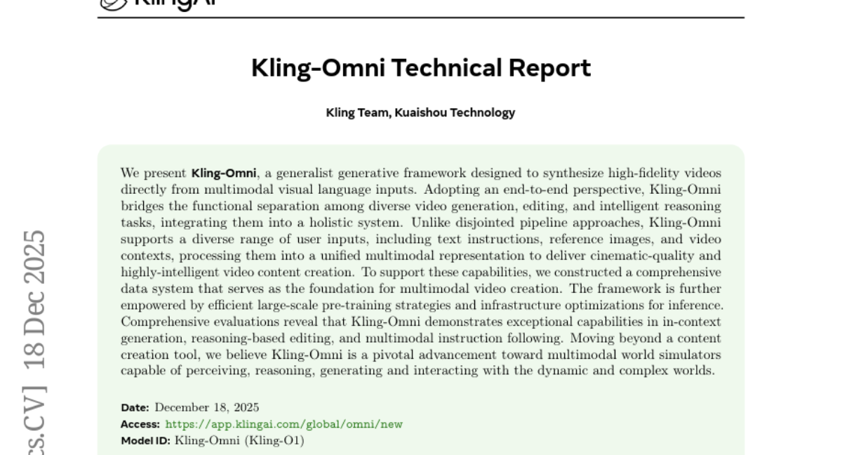 �����Ƴ�Kling-Omni��һ��AIģ�͸㶨������Ƶ��������