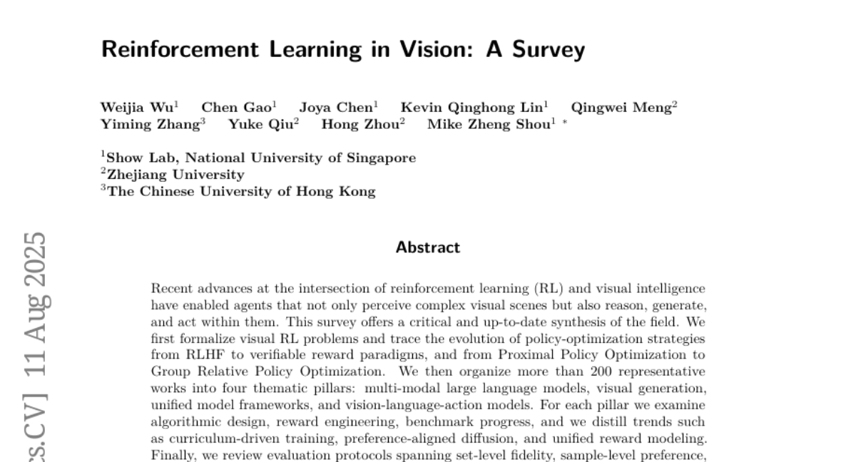 新加坡国立大学团队揭示：让AI既能看又能做的视觉强化学习新突破