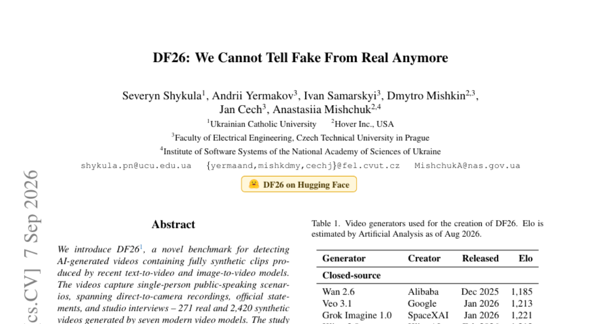 DF26：当AI造的假视频，连人类都认不出来了